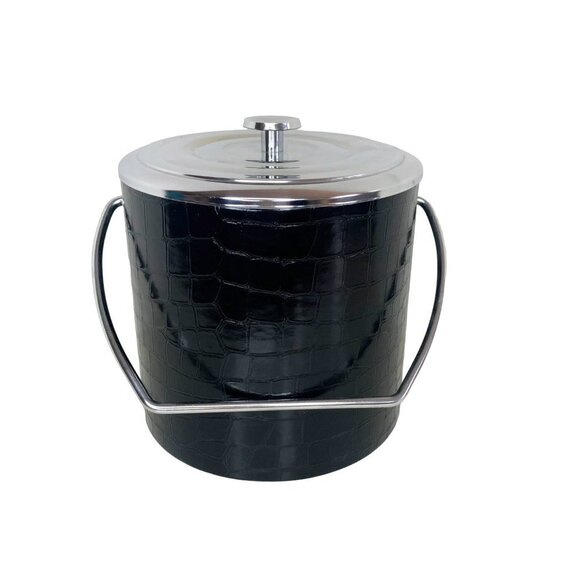 Vintage Irvinware Faux Leather Alligator Print Ice Bucket MCM - Picture 2 of 11